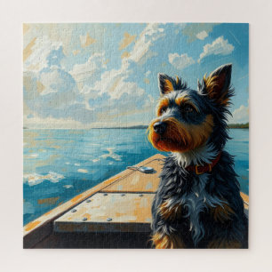Dog on a boat jigsaw puzzle