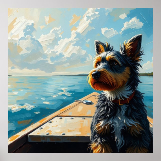 Dog on a boat poster (Front)