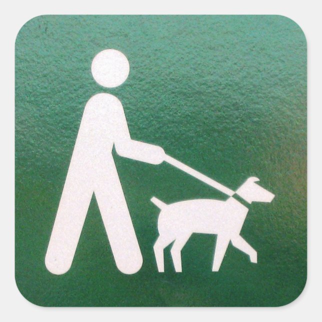 Dog on a Leash Sign Square Sticker (Front)