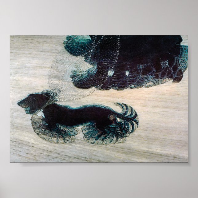 Dog on a Leash Vintage Art Poster (Front)