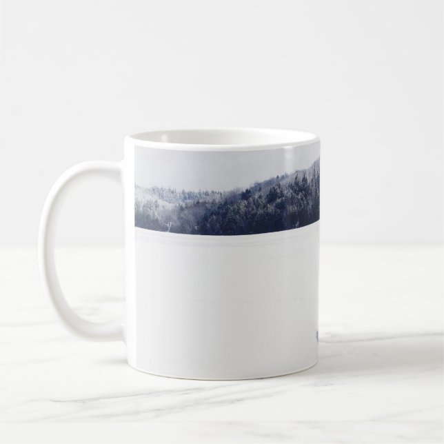DOG ON A SNOWY PLAIN COFFEE MUG (Left)