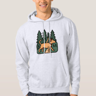 dog on an adventure hike into the forest hoodie