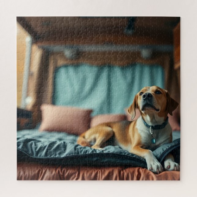 Dog on Bed Jigsaw Puzzle (Vertical)
