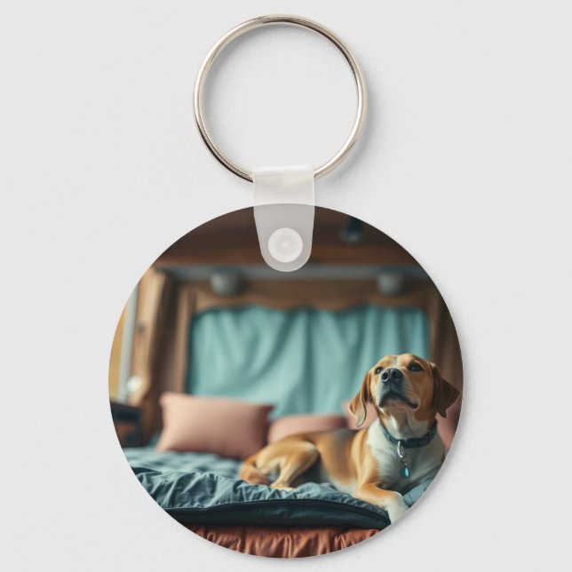 Dog on Bed Key Ring (Front)