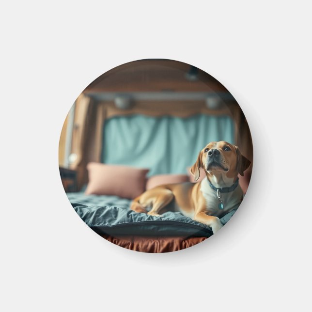 Dog on Bed Magnet (Front)
