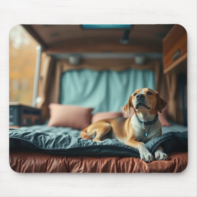 Dog on Bed Mouse Mat (Front)
