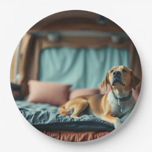 Dog on Bed Paper Plate