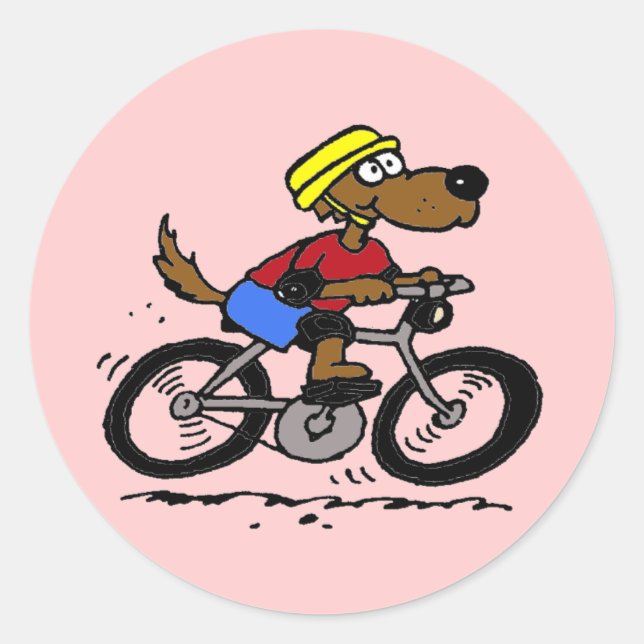 Dog On Bike! Classic Round Sticker (Front)