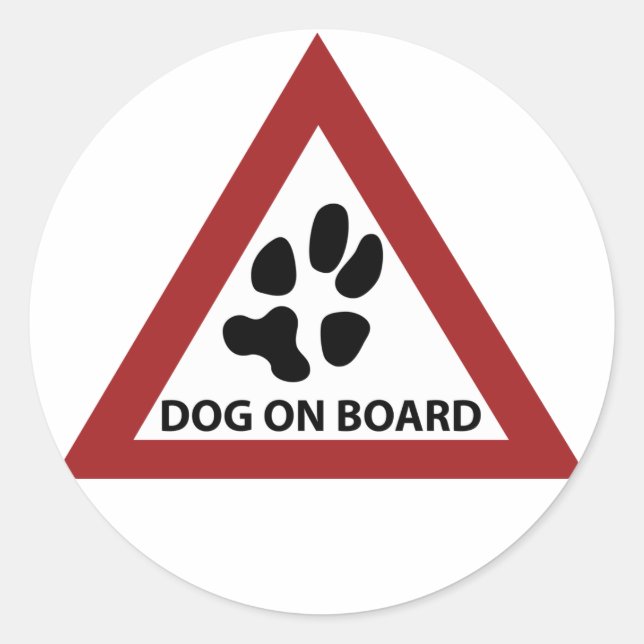 dog on board classic round sticker (Front)