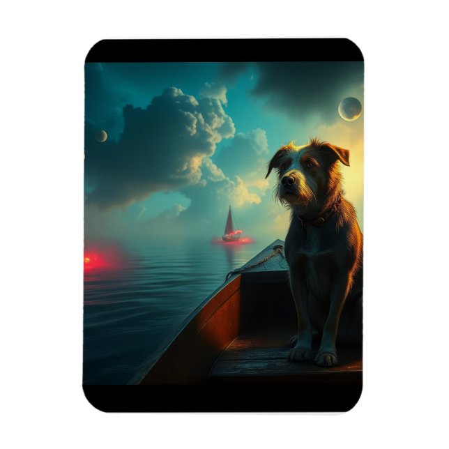 Dog on boat magnet (Vertical)