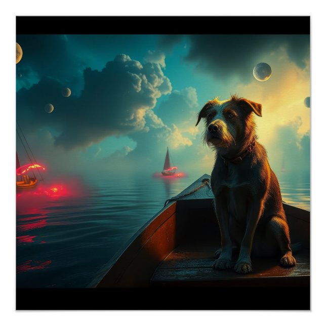 Dog on boat poster (Front)