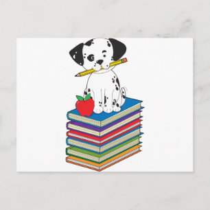 Dog on Books Postcard