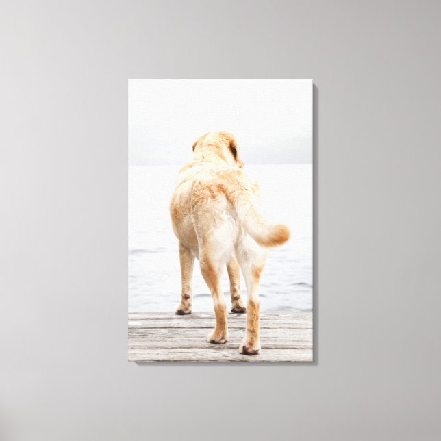 Dog on dock canvas print (Front)