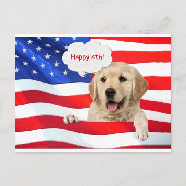 dog on flag for business thank you postcard (Front)