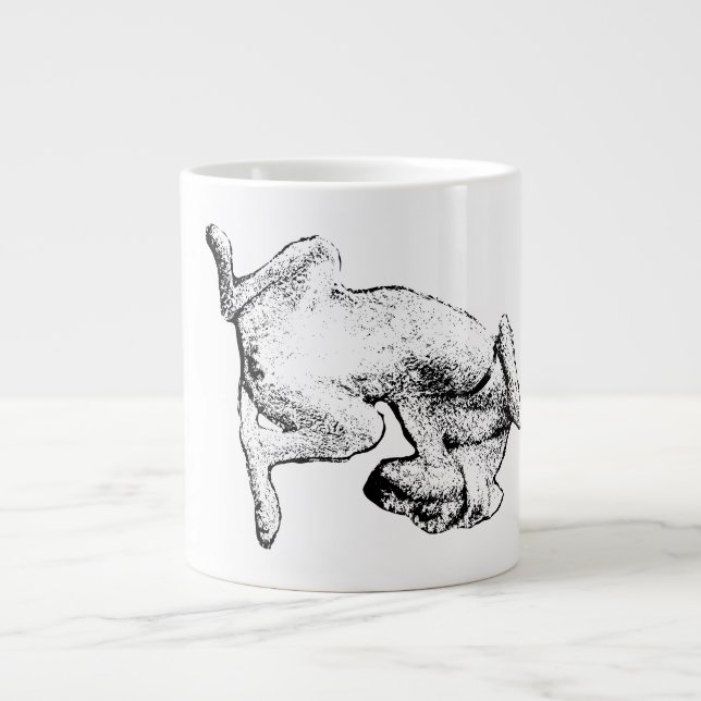 Dog on Her Back – Ink-Style Art Mug (Front)