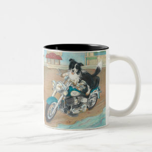 Dog on Motorcycle Two-Tone Coffee Mug