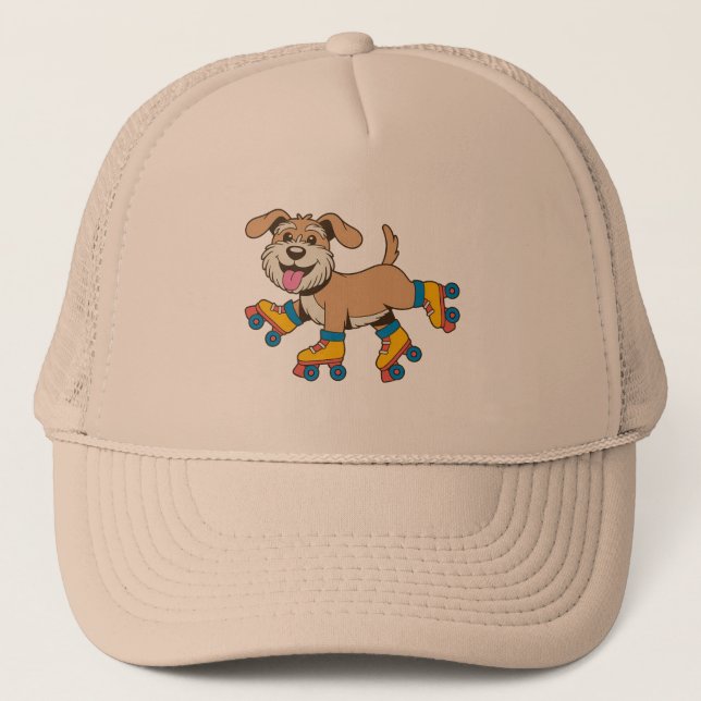 Dog On Roller Skates Hang On I See A Dog Trucker Hat (Front)