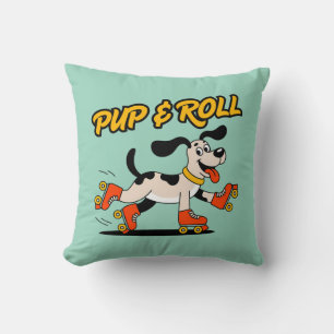 Dog On Roller Skates Pup & Roll Cushion
