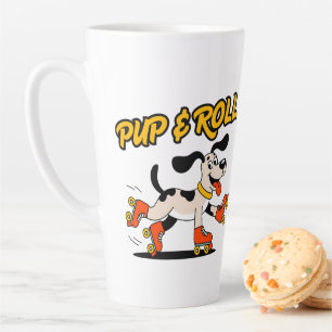 Dog On Roller Skates Pup & Roll Latte Mug