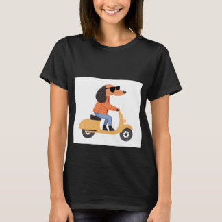 Dog on Scooter - Funny and Stylish Illustration T-Shirt