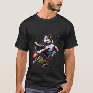 Dog On Skateboard Vivid Display T-Shirt