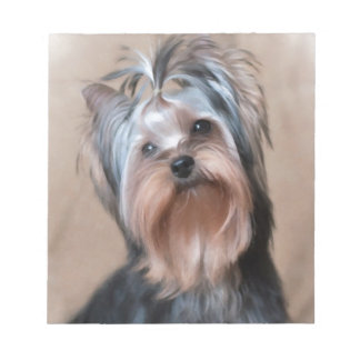 Dog on textile background notepad