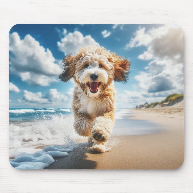 Dog on the beach mousepad (Front)