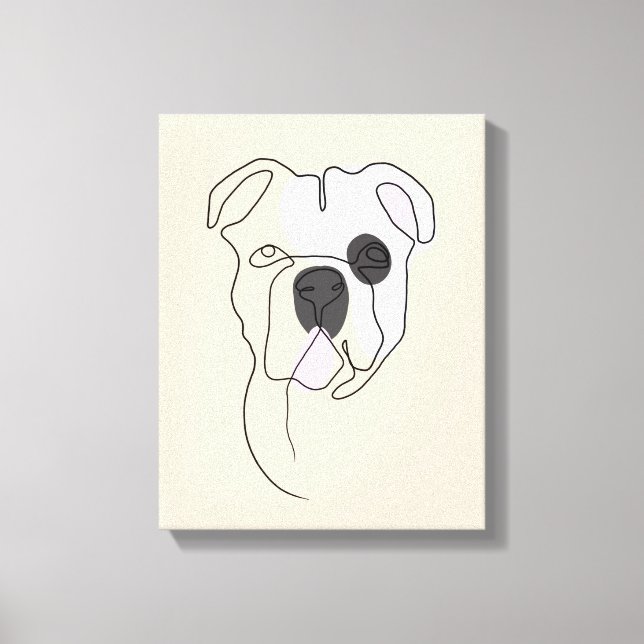 Dog One Line Drawing with Colour Canvas Print (Front)