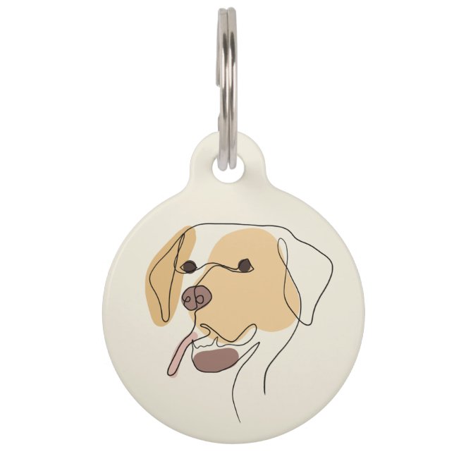 Dog One Line Drawing with Colour Pet Tag (Front)