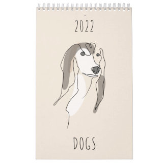 Dog One Line Drawings with Colour Calendar