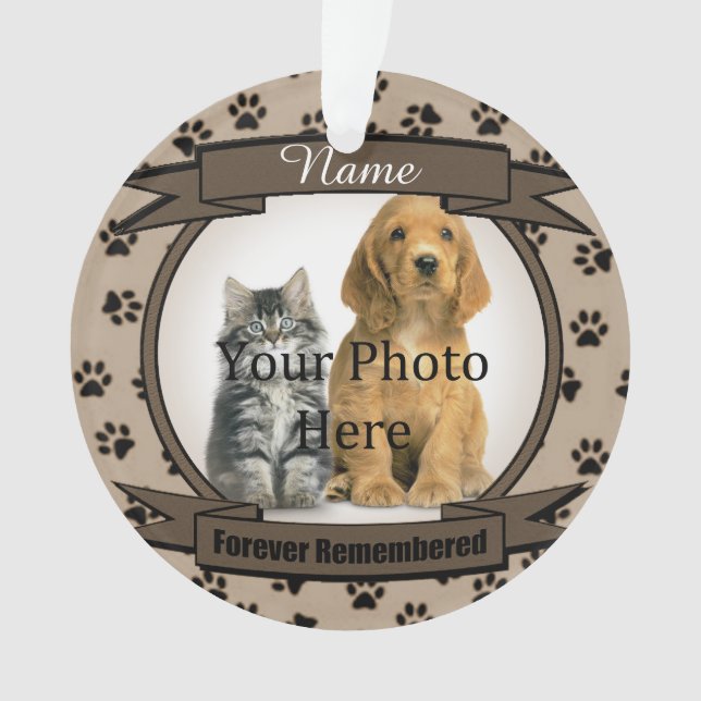 Dog or Cat Brown Memorial Forever Remembered Ornament (Front)