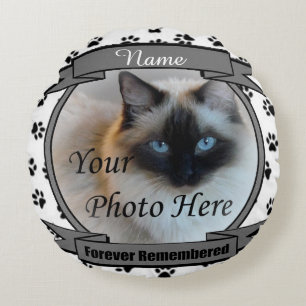 Dog or Cat Forever Remembered Pet Memorial Round Cushion