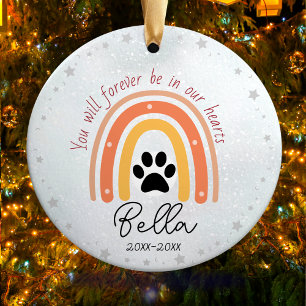 Dog or cat memorial cute rainbow  ceramic tree decoration