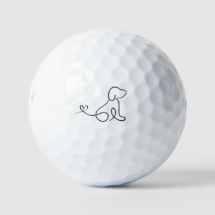 Dog Outline Heart Design Dog Lovers Pet Parents  Golf Balls