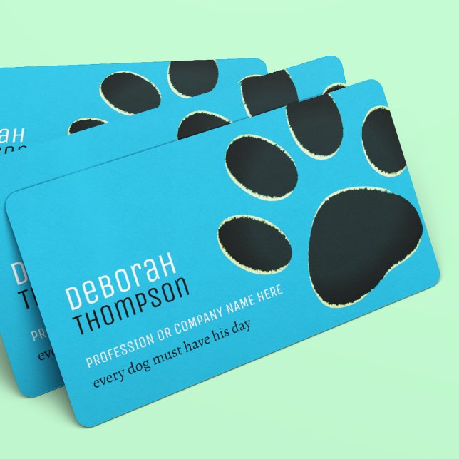 Dog Oversized Paw Pet Lovers Sky Blue Business Card (Creator Uploaded)