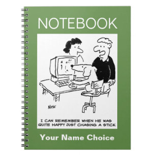 Dog Owner Gift. Dog is Playing at a Computer Notebook