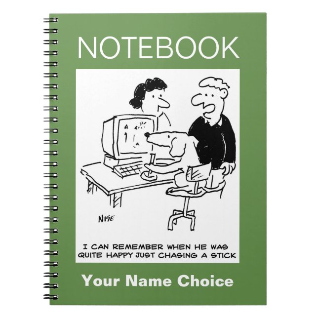 Dog Owner Gift. Dog is Playing at a Computer Notebook (Front)