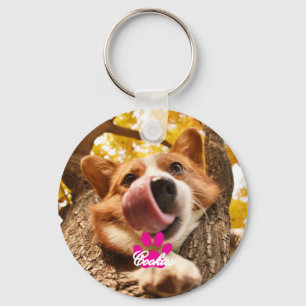 Dog Owner Personalised photo & Pet name Key Ring