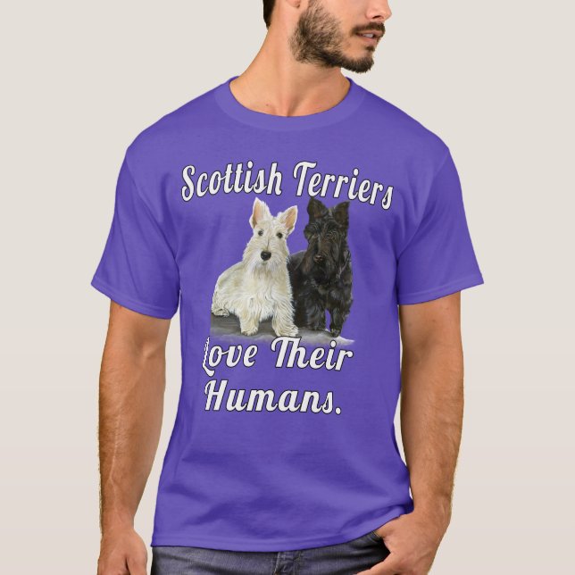 Dog Owner Scottish Terriers Love Their Humans T-Shirt (Front)