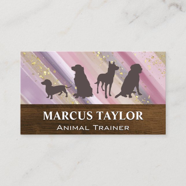 Dog Pack | Wood | Hand Painted Business Card (Front)