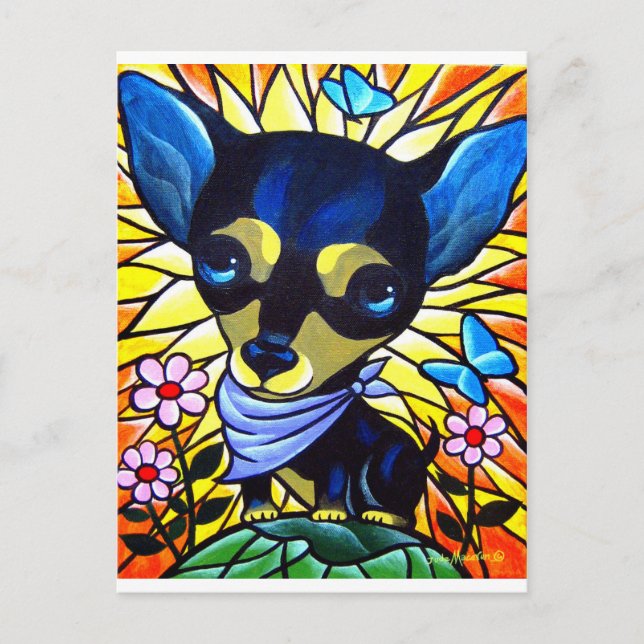 DOG PAINTING ART CHIHUAHUA - MULTI POSTCARD (Front)