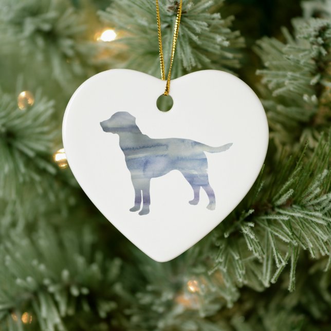 Dog Painting Silhouette Christmas Art Ceramic Tree Decoration (Tree)