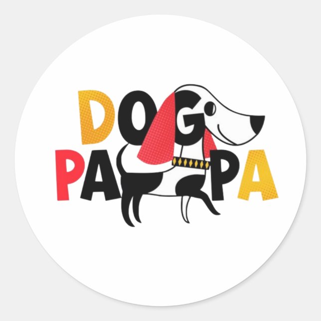 Dog papa design classic round sticker (Front)