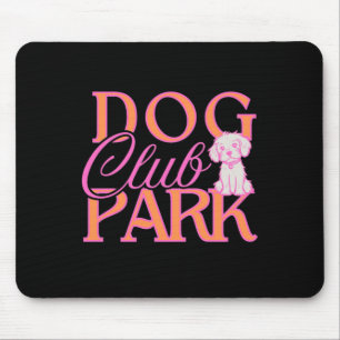 Dog Park Club In Hot Pink And Orange – Cute Puppy Mouse Mat