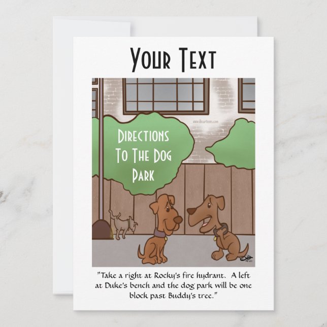 Dog Park Directions Flat Greeting Card (Front)