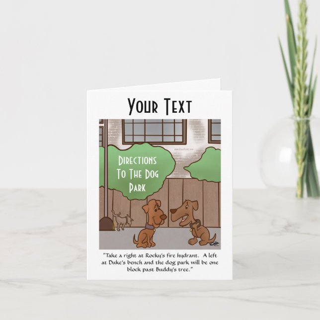 Dog Park Directions Folded Note Card (Front)