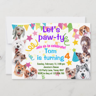 Dog party birthday invitation