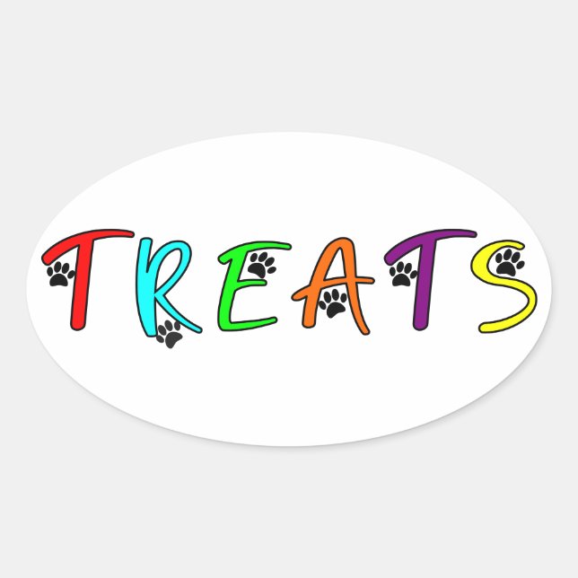 Dog Party Custom Treat Text Oval Sticker (Front)