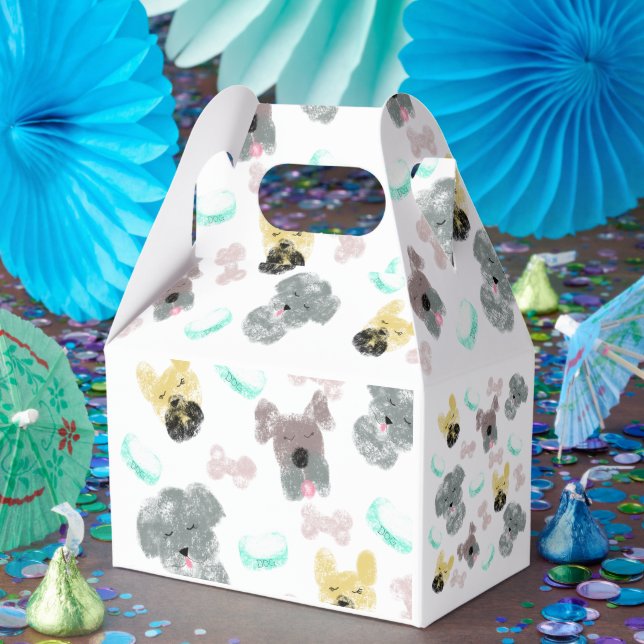 Dog Party Doodles Pink Blue Favour Box (Party)