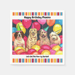 Dog Party Let's Get This Pawty Started Personalise Napkin